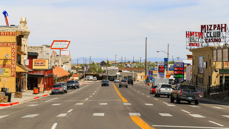 Main street through desert town