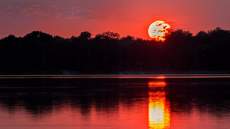 The sun setting over lake in Chippewa National Forest