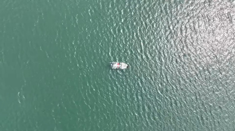 A boat on perfect blue Lake Winnibigoshish