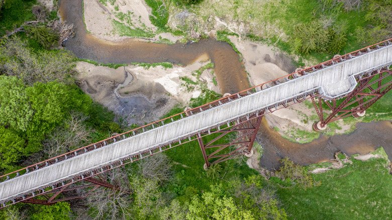 bird's eye view of Cowboy Trail multi-use bridge