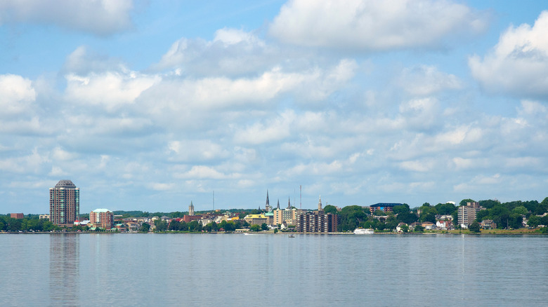 A view over St. Lawrence River from Morristown on a partly cloudy day