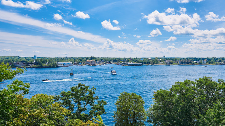 A view of St. Lawrence River in New York State on a sunny day