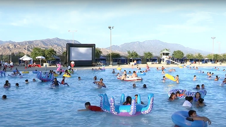 People swimming at Hansen Dam Aquatic Center swimming pool