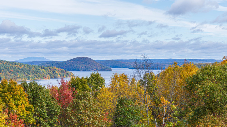 View over Quabbin Reservoir in fall