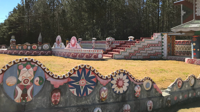 Colorfully painted walls and courtyard at Pasaquan in Georgia