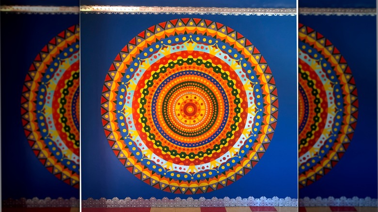 An intricate painted mandala at Pasaquan, Geogria