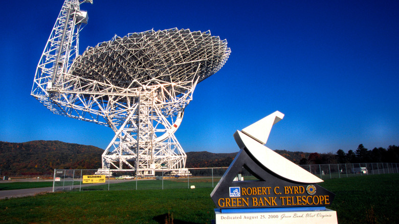 The largest radio telescope in Green Bank, West Virginia