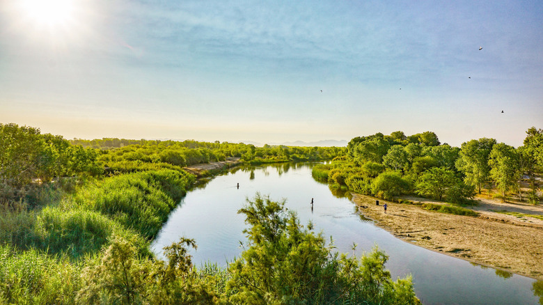 People fishing in the Colorado River near Yuma, Arizona