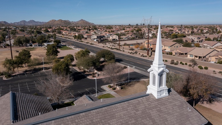 Aerial view of street in San Tan Valley, Arizona
