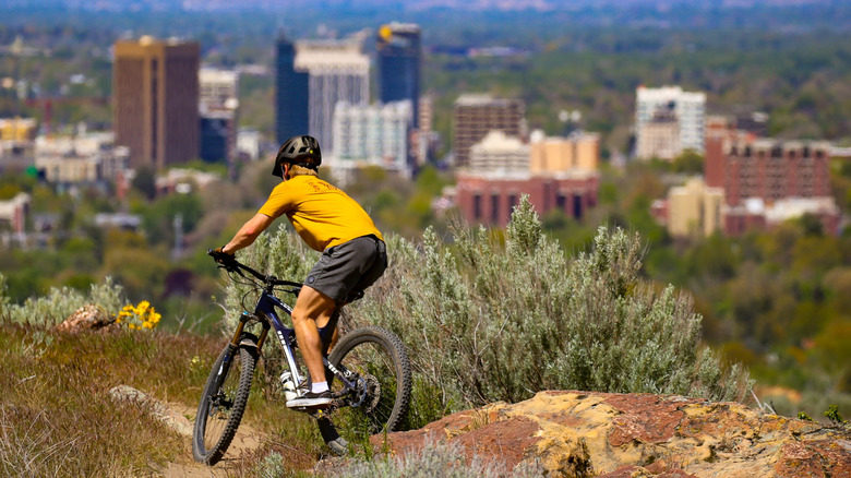 Mountain biking on Table Rock in Boise, Idaho