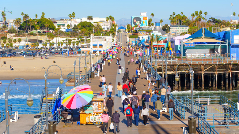 Crowds stroll Santa Monica Pier