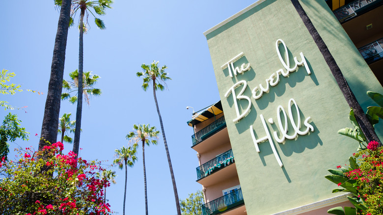 Famous exterior of Beverly Hills Hotel
