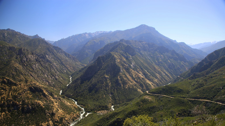 View of the Kings River North and South Fork from Junction View on the Kings Canyon Scenic Byway in Sequoia National Forest and Kings Canyon National Park, Central California