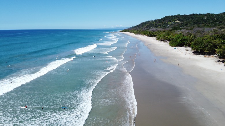 Aerial view of the coastline in Santa Teresa, Costa Rica