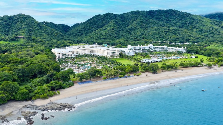 aerial view of hotel and beach