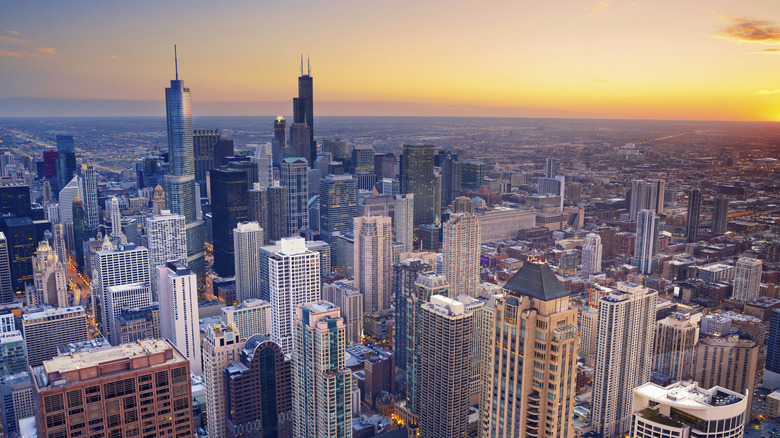 Aerial shot of Chicago skyline
