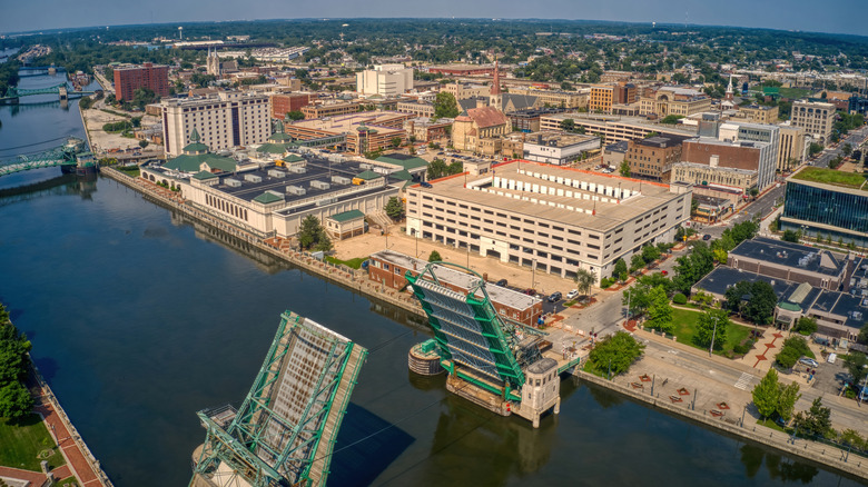 Downtown Joliet with drawbridge
