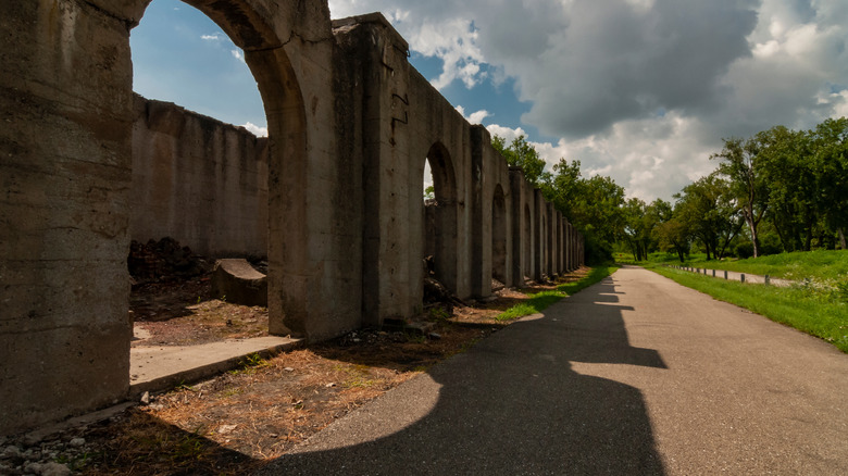 Ruins of Joliet Iron Works on I&M Canal Trail in Joliet, Illinois