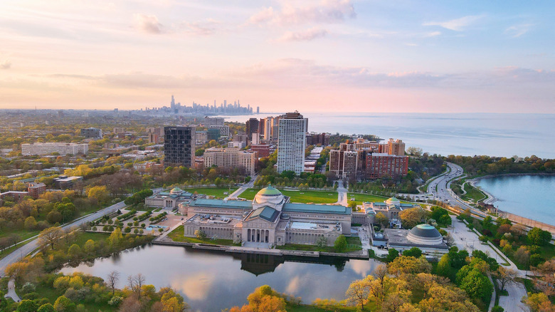 Aerial of Hyde Park and the Museum of Science and Industry