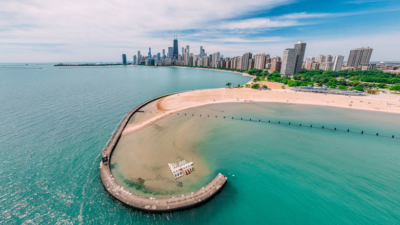 North Avenue Beach with Chicago skyline