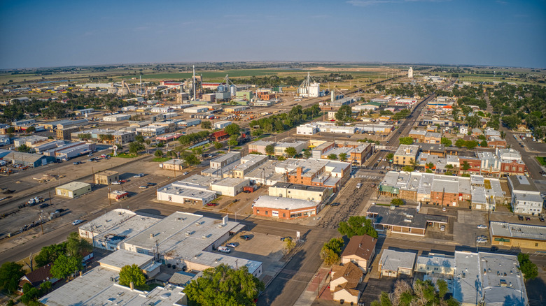 Aerial view of downtown Lamar, Colorado