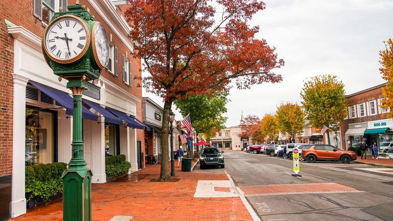 Picturesque downtown New Canaan has a mix of national chain stores and locally owned businesses