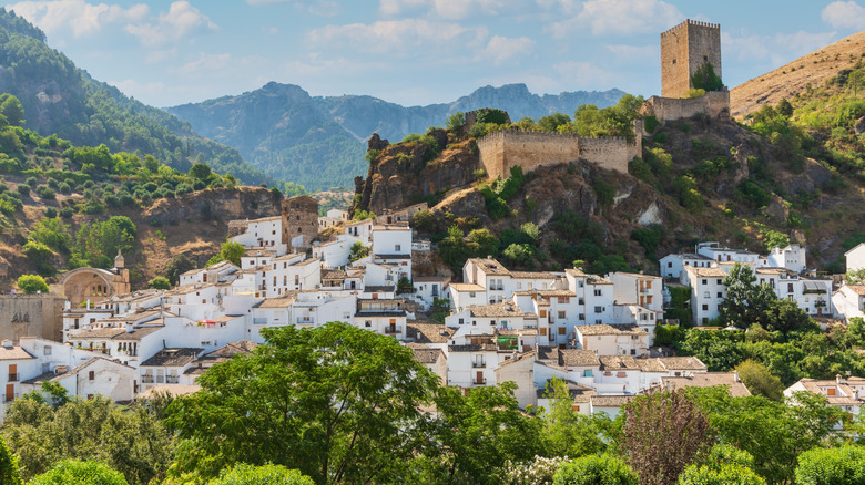 An aerial view of Cazorla, Spain on a sunny day
