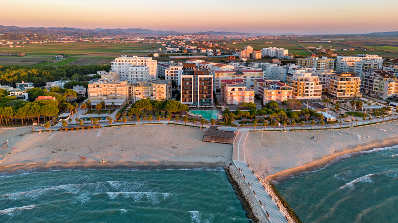 Aerial view of Durres beach and promenade
