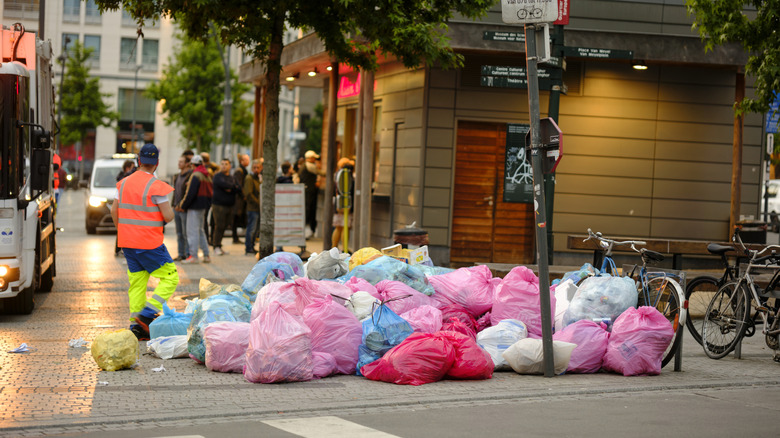 Trash bags in Jourdan square, Brussels