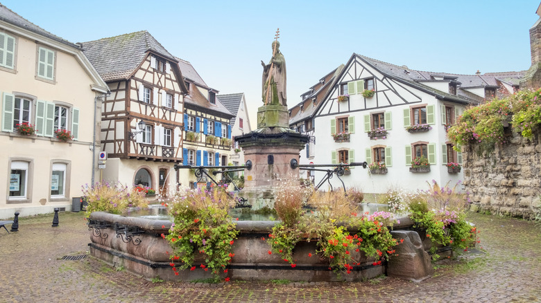 The historic town square of Eguisheim, France