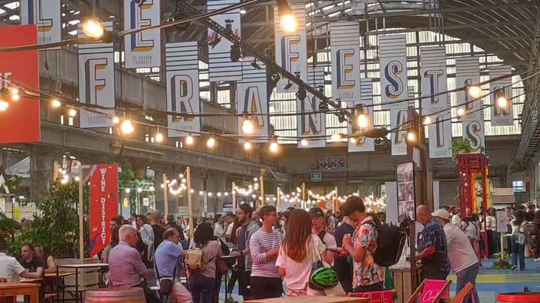 People enjoying the Lyon Street Food Festival in France