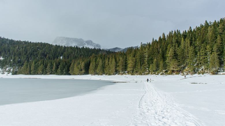 Frozen lake at Durmitor National Park in winter