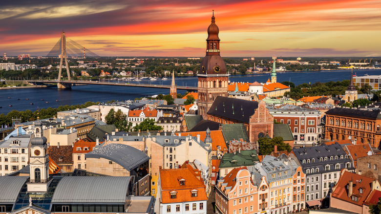 An aerial view of Riga in Latvia