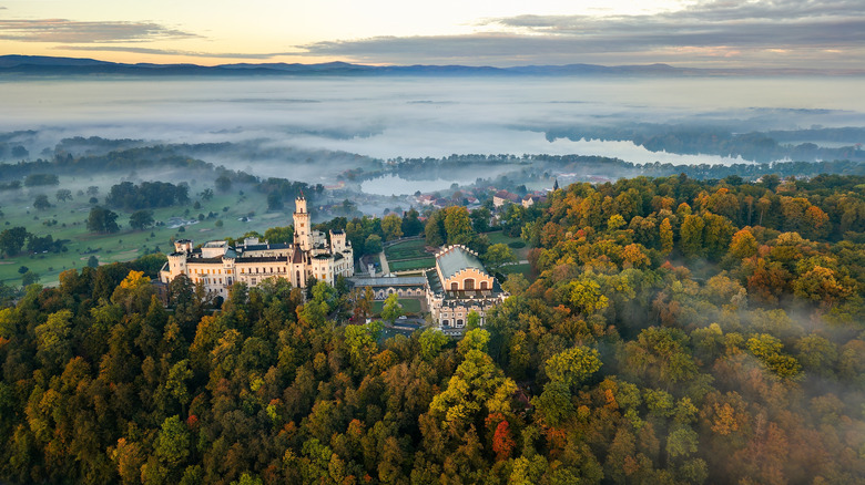 Hluboká Castle during autumn in South Bohemia, Czechia