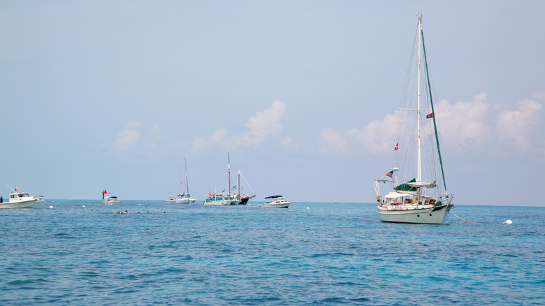 Boats anchored around Looe Key, Florida