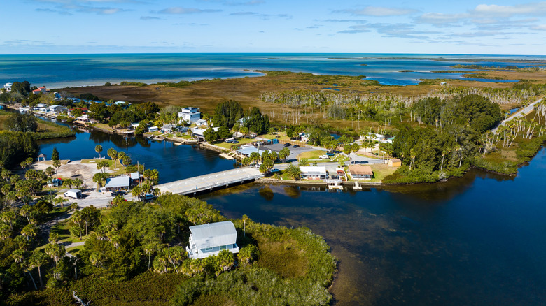 Aerial view of Hernando Beach, FL on the Gulf Coast