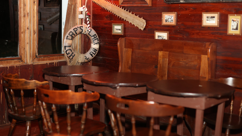 Table and chairs inside Cap's Place