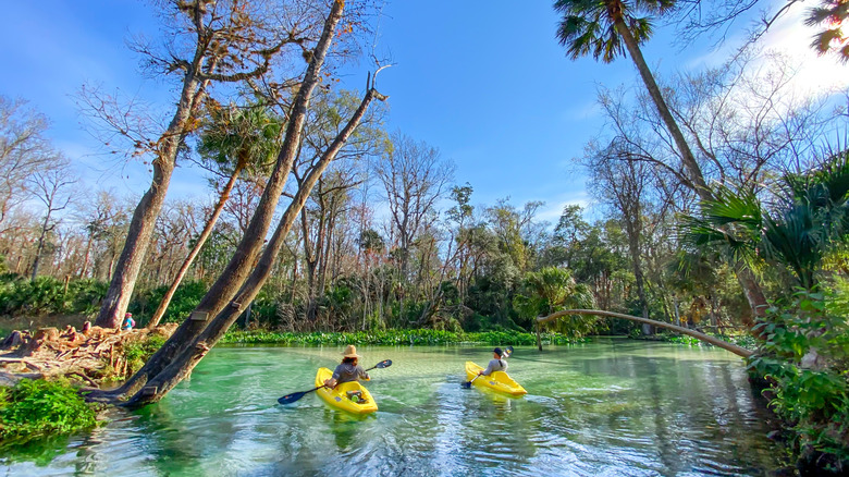 Two people kayaking Emerald Cut by King's Landing