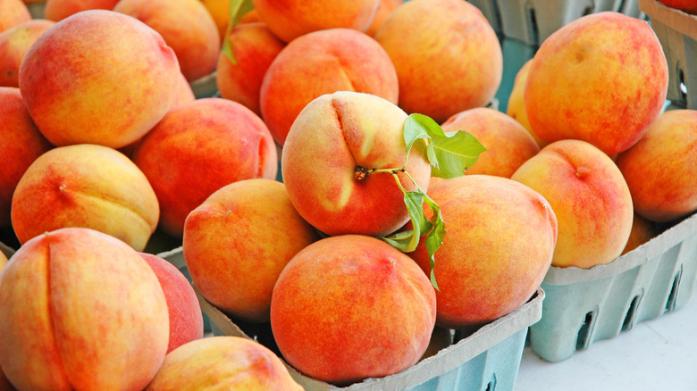 Farm fresh peaches at a peach stand in Georgia.