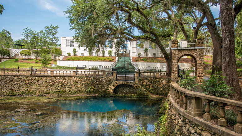 A structure overlooking the water at Radium Springs Garden in Georgia