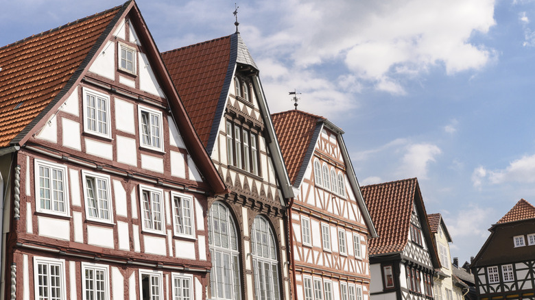 Traditional half-timbered houses in a small German village