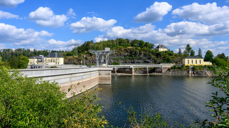 The dam and forested banks at Bleiloch Reservoir in Germany