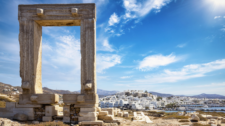The gate at the Temple of Apollo in Naxos, Cyclades, Greece