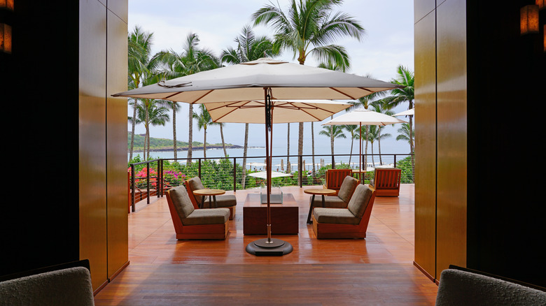View of outdoor terrace at the Four Seasons Resort Lanai