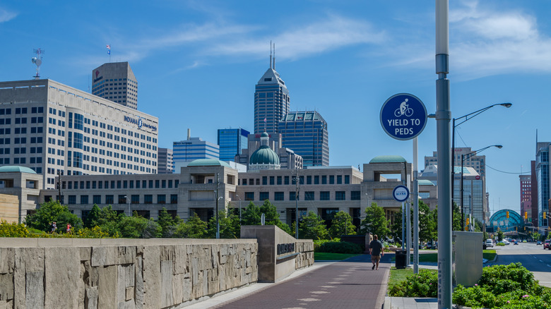A view of the cultural trail in downtown Indianapolis