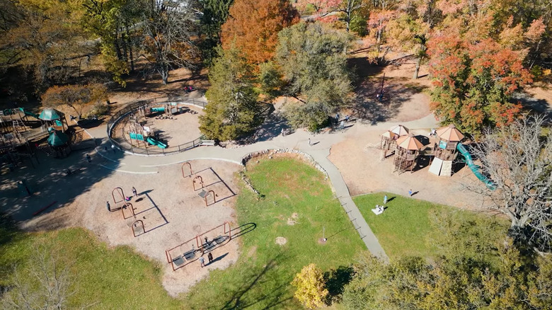 An aerial view of a playground in Holliday Park