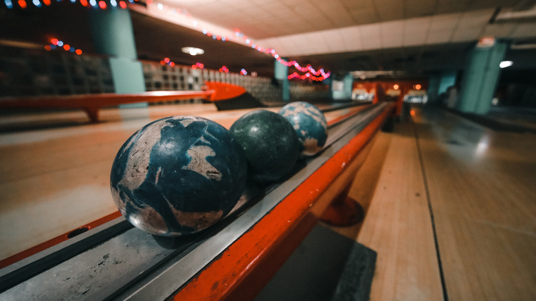 Duckpin bowling lane at Atomic Bowling in Indianapolis, Indiana