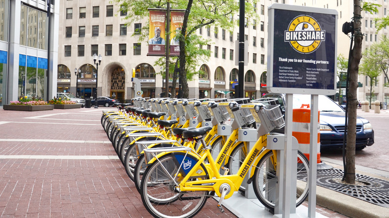 Pacers bike station on the Indianapolis Cultural Trail