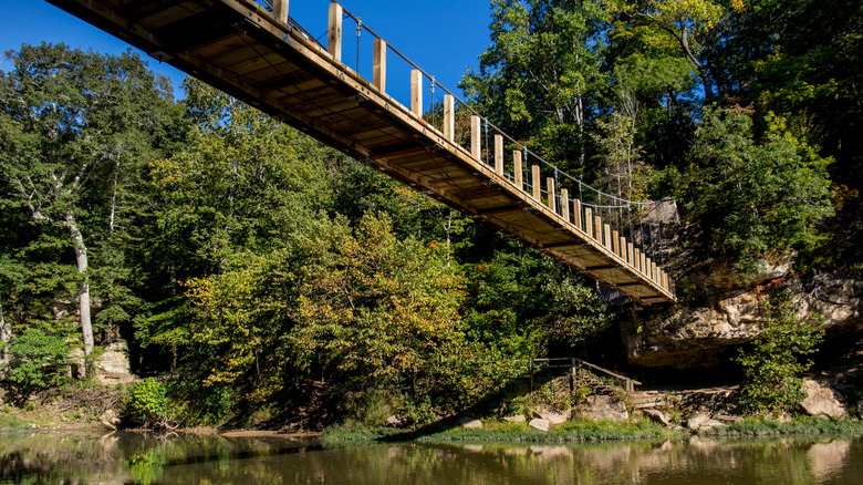 The suspension bridge at Turkey Run State Park, Indiana over the Sugar Creek