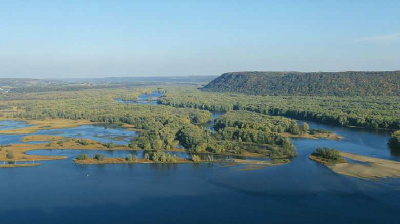 Confluence of Mississippi and Wisconsin rivers at Pikes Peak State Park, Iowa